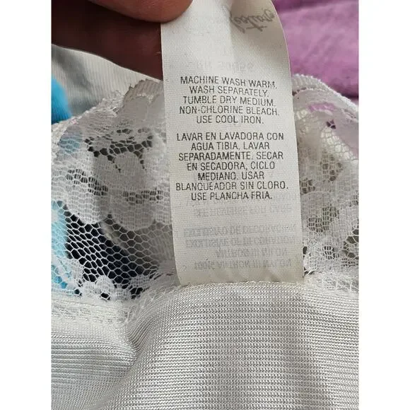 Vtg Sliperfection Womens Babydoll Midi Slip Dress Size M 38 Satin Lace - Picture 6 of 9